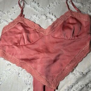 Pink Lace Trim Bralette - Size XS
